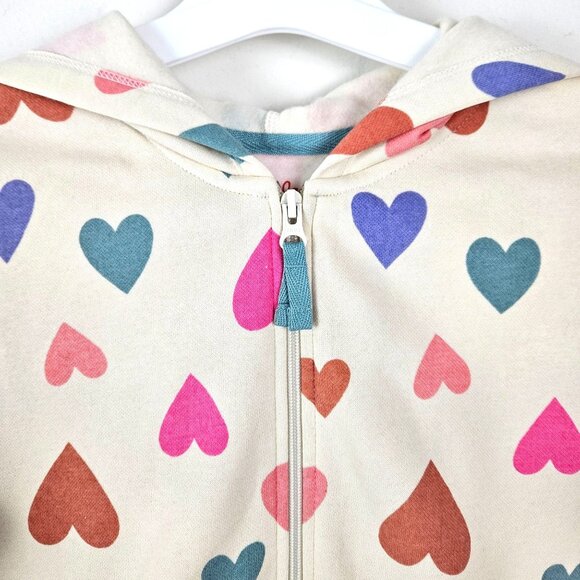 Cat & Jack Girls Heart Print Hoodie Jacket Size XL Plus (14)  Zip-Up Warm Soft - Picture 4 of 10